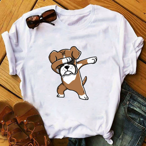 Women Fur Dog Paw Mom Print T Shirt