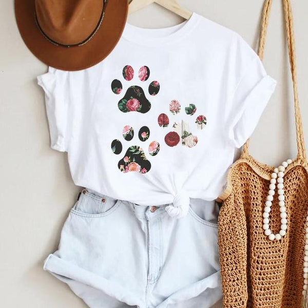 Cartoon Summer Lady Print Tee